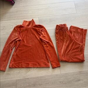 Orange Velour Turtleneck and Pants Set